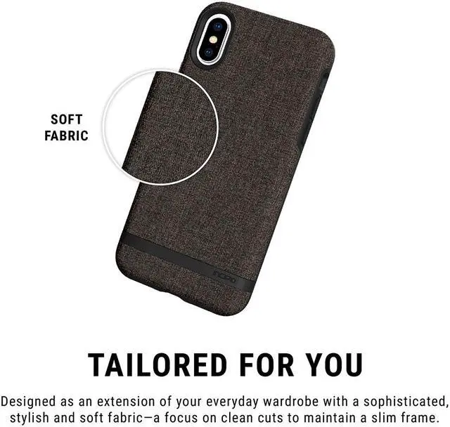 Alt view image 7 of 10 - Incipio Carnaby Stylish Slim Protective Case for iPhone XS (5.8") & iPhone X with Soft Premium Fabric and Anti-Slip Grip - Gray