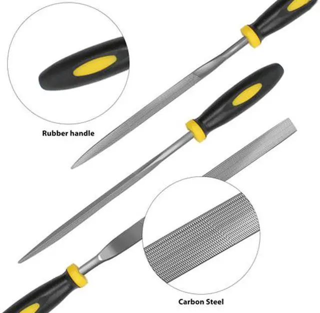 Alt view image 4 of 7 - 6Pcs File Set, 5.5in Needle Files, 3 mm Diameter Carbon Steel File Kit with Handle, Suitable for Metal, Wood, Glass, Plastic, Leather, Jewelry
