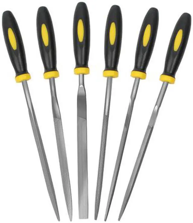 Main image of 6Pcs File Set, 5.5in Needle Files, 3 mm Diameter Carbon Steel File Kit with Handle, Suitable for Metal, Wood, Glass, Plastic, Leather, Jewelry