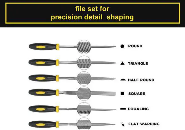 Alt view image 3 of 7 - 6Pcs File Set, 5.5in Needle Files, 3 mm Diameter Carbon Steel File Kit with Handle, Suitable for Metal, Wood, Glass, Plastic, Leather, Jewelry