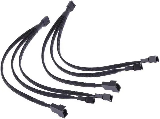 Alt view image 4 of 6 - Lejiahong 5Pcs 4 Pin 1 to 3 Way Extension Cable PWM Fan Splitter Cable Splitter Sleeved Adapter Connector Fan Extension Cable