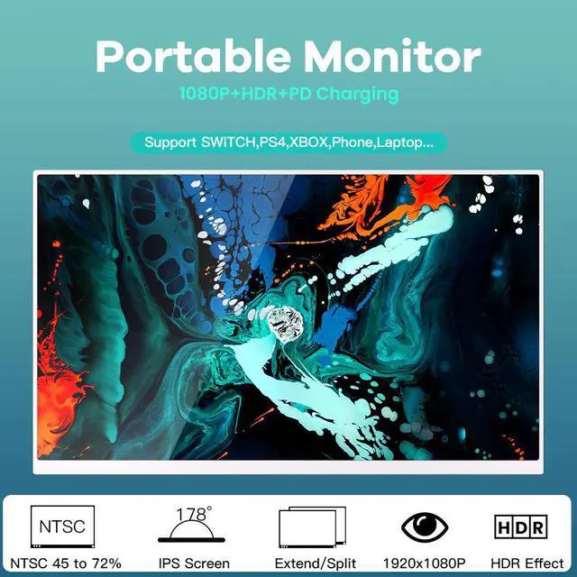 Alt view image 2 of 5 - T-Bao T16A Portable Monitor 15 Inch 1920x1080 Type C Computer Monitor Gaming Display Screen for PS4 /Xbox/Smartphone/Tablet