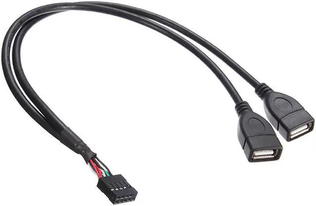 Main image of Misskit High Quality MotherBoard 9Pin Turns USB2.0 Two Extension Line Main board Female Header to Dual USB 2.0 Female Adapter Cable 19"
