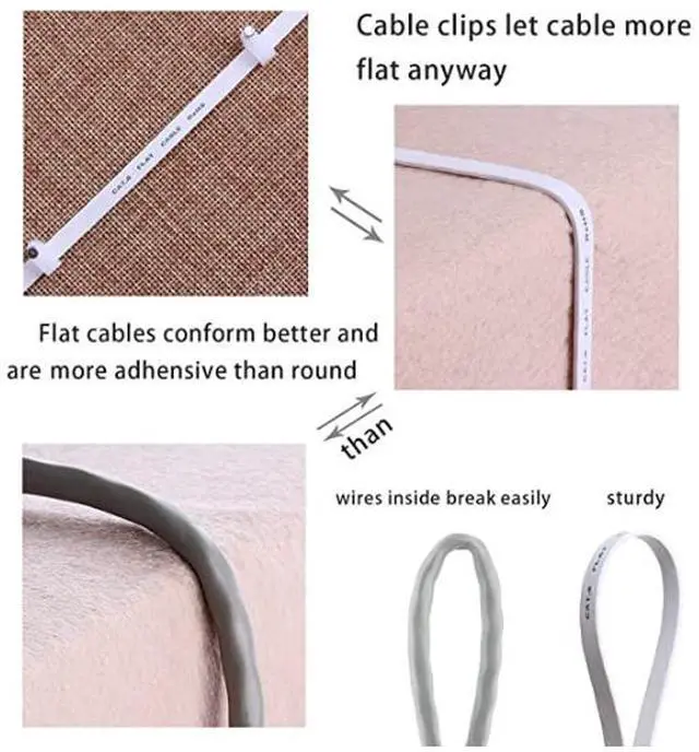 Alt view image 5 of 6 - Cat 6 Ethernet Cable 50 ft White - Flat Internet Network Lan patch cords – Solid Cat6 High Speed Computer wire With clips& Snagless Rj45 Connectors for Router, modem – faster than Cat5e/Cat5 - 50 feet