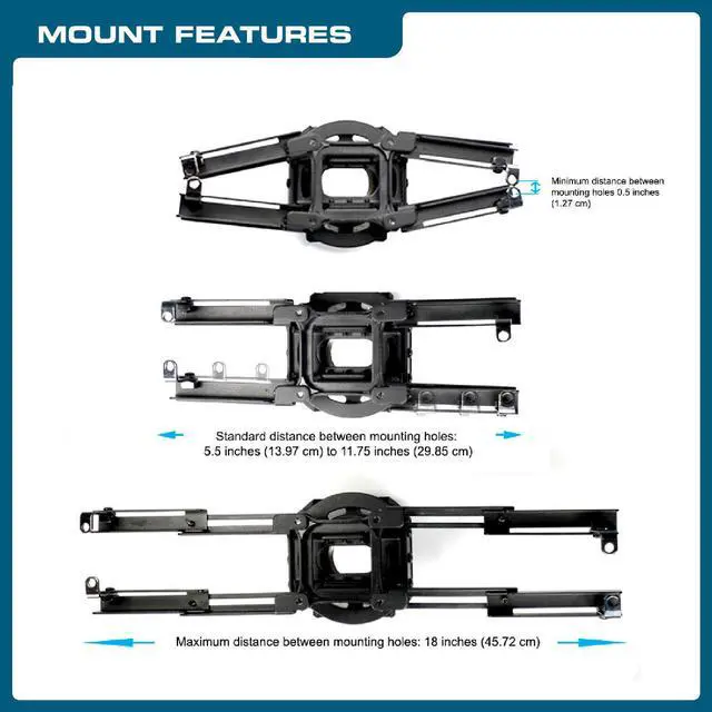Alt view image 2 of 17 - QualGear® Pro-AV QG-KIT-VA-3IN-B Projector Mounting Kit - Projector Mount, Vaulted Ceiling Adapter, and a 3 inch 1.5-Inch NPT Threaded Pipe in Black