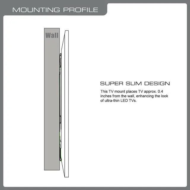 Alt view image 3 of 7 - QualGear QG-TM-002-BLK Universal Ultra-Slim Low-Profile Fixed Wall Mount for 37'-70' TV's