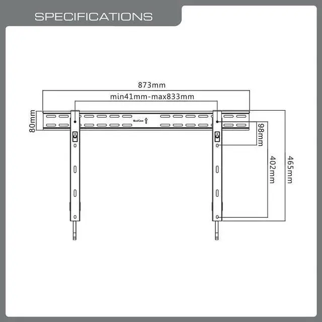 Alt view image 5 of 7 - QualGear QG-TM-002-BLK Universal Ultra-Slim Low-Profile Fixed Wall Mount for 37'-70' TV's