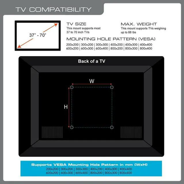 Alt view image 2 of 7 - QualGear QG-TM-002-BLK Universal Ultra-Slim Low-Profile Fixed Wall Mount for 37'-70' TV's