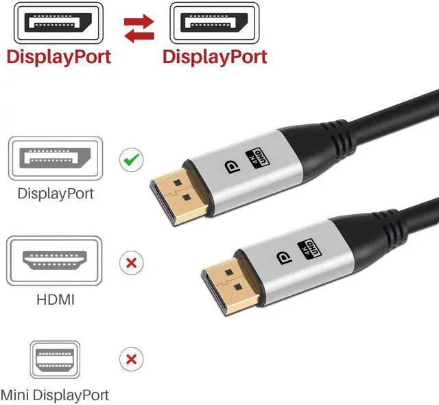 Alt view image 5 of 5 - DisplayPort Cable 1.4, DP Cable 10ft/3M, [4K@60Hz, 2K@144Hz, 2K@165Hz], High Speed DisplayPort 1.2 Cable, Compatible for Gaming Monitor, TV, PC, Laptop and More
