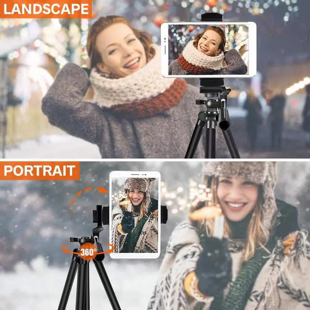 Alt view image 3 of 7 - Phone Tripod 50’’ Extendable Lightweight Aluminum Tripod Stand with Universal Cell Phone/Tablet Holder, Remote Shutter, Compatible with Smartphone & Tablet & Camera