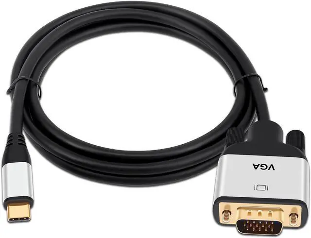 Alt view image 2 of 6 - USB C to VGA Cable 10ft,USB Type C (Thunderbolt 3) to VGA Cable Sturdy Braided for USB 3.1 Devices-MacBook Pro, iPad Pro Samsung S10/S9/S8, Surface Book 2, Dell XPS, HP Etc