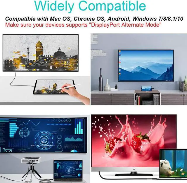 Alt view image 4 of 6 - USB C to VGA Cable 10ft,USB Type C (Thunderbolt 3) to VGA Cable Sturdy Braided for USB 3.1 Devices-MacBook Pro, iPad Pro Samsung S10/S9/S8, Surface Book 2, Dell XPS, HP Etc