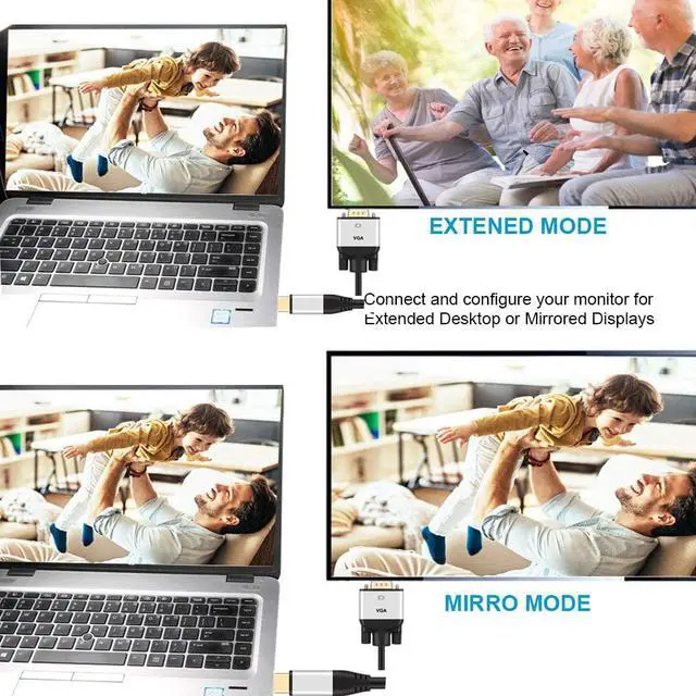 Alt view image 6 of 6 - USB C to VGA Cable 10ft,USB Type C (Thunderbolt 3) to VGA Cable Sturdy Braided for USB 3.1 Devices-MacBook Pro, iPad Pro Samsung S10/S9/S8, Surface Book 2, Dell XPS, HP Etc