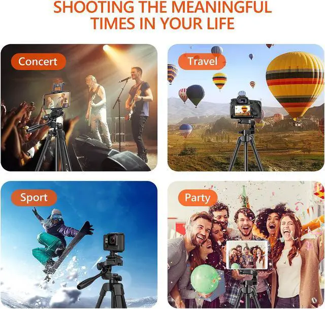 Alt view image 5 of 7 - Phone Tripod 50’’ Extendable Lightweight Aluminum Tripod Stand with Universal Cell Phone/Tablet Holder, Remote Shutter, Compatible with Smartphone & Tablet & Camera