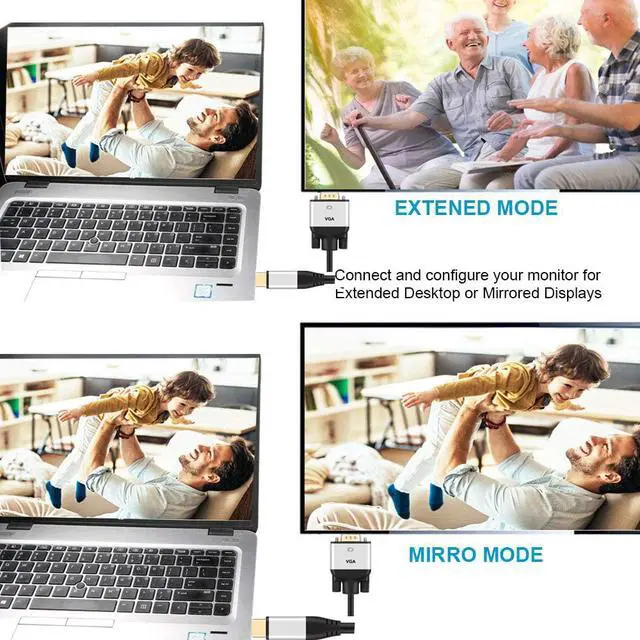 Alt view image 4 of 6 - USB C to VGA Cable 6ft,USB Type C (Thunderbolt 3) to VGA Cable Sturdy Braided for USB 3.1 Devices-MacBook Pro, iPad Pro Samsung S10/S9/S8, Surface Book 2, Dell XPS, HP Etc