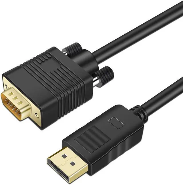 Main image of DisplayPort to VGA Cable 6FT, DP to VGA Cable [24K Gold Plated] Standard DP Male to VGA Male Cable Compatible with Lenovo, Dell, HP and Other Brand, 2M/Black
