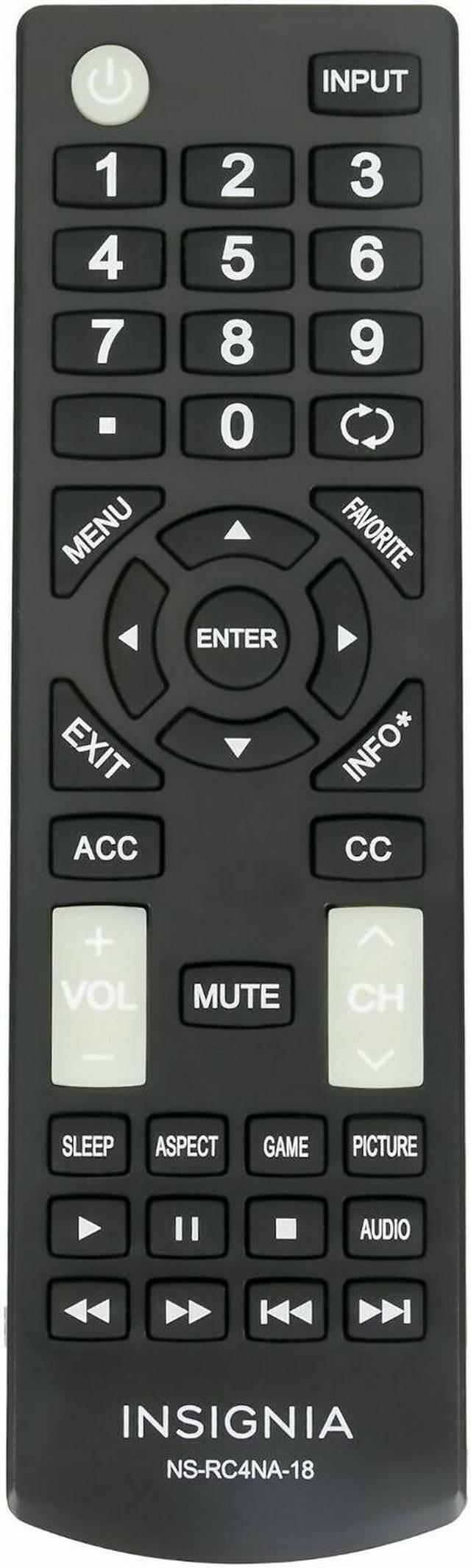Main image of New NS-RC4NA-18 Remote Replacement for Insignia TVs NS-40D420MX18 NS-55D420MX18