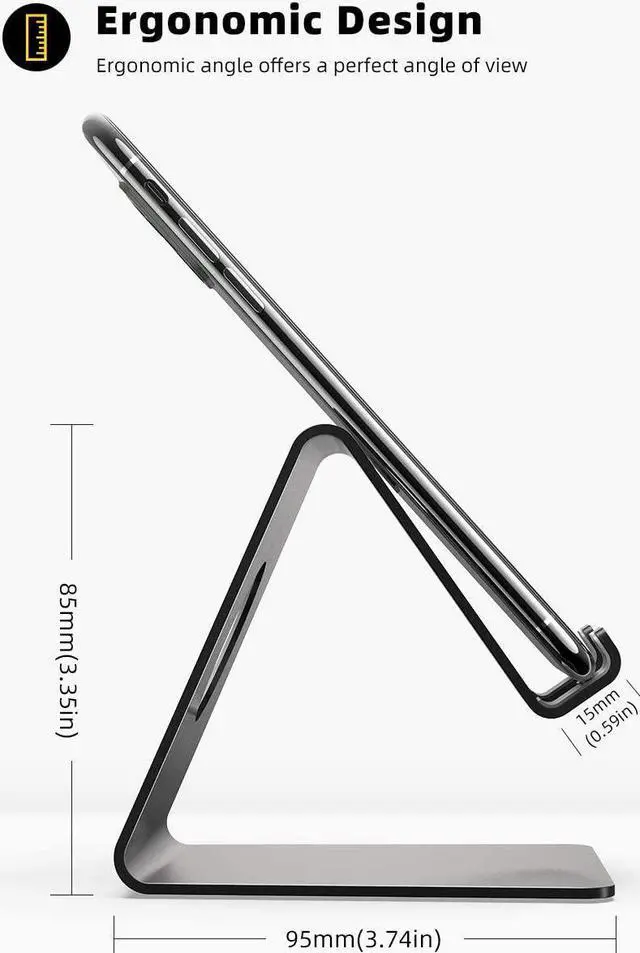 Alt view image 5 of 7 - Cell Phone Stand Phone Dock: Cradle Holder Stand for Office Desk - Black