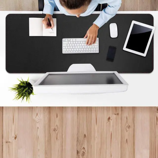 Alt view image 4 of 7 - ZORESYN XXL Desk Mat - 43.3"x19.7" PU Leather Desk Pad for Office & Home, Waterproof and Durable Desk Protector for Keyboard and Mouse (Black)