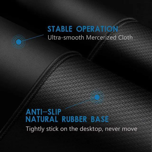 Alt view image 4 of 7 - [35% Larger] Gaming Mouse Pad 12x10x1/8. Delicate Stitched Edges & Non-Slip Natural Rubber Base, Premium-Textured & Waterproof Mousepad, Mouse Mat for Computer, Laptop, PC, Office & Home, Black