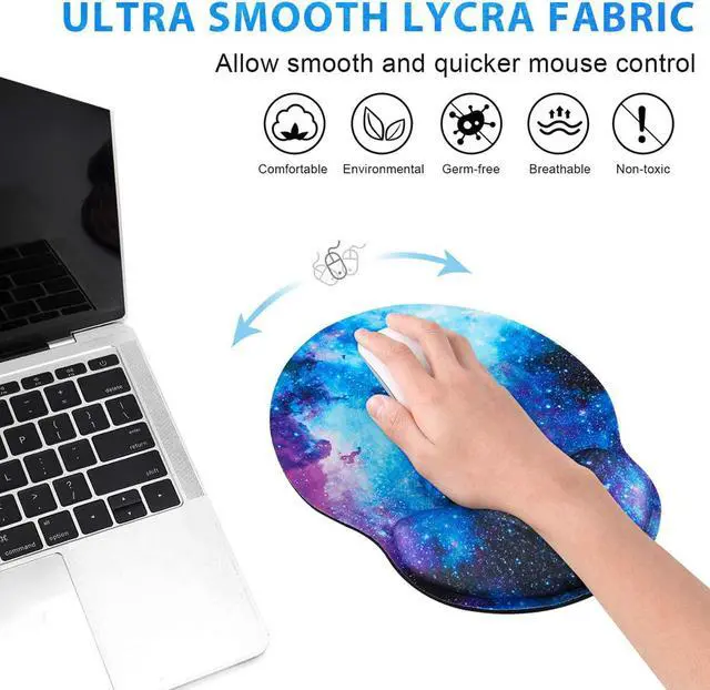 Alt view image 5 of 7 - Mouse Pad with Wrist Rest Support Gel Cute Mouse Pads Non Slip Rubber Base Mousepad Ergonomic Mouse Wrist Rest Pad for Laptop Computer Home Office Working Gaming Pain Relief Nebula Galaxy