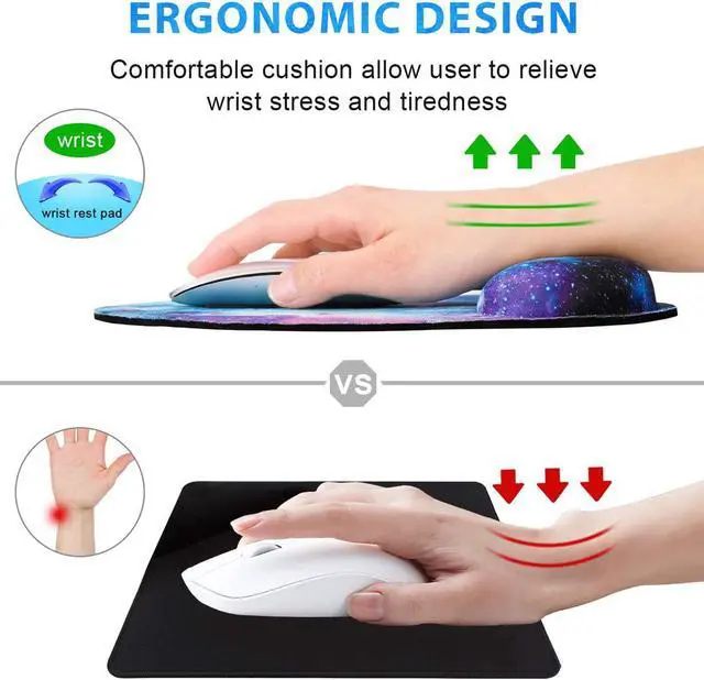 Alt view image 4 of 7 - Mouse Pad with Wrist Rest Support Gel Cute Mouse Pads Non Slip Rubber Base Mousepad Ergonomic Mouse Wrist Rest Pad for Laptop Computer Home Office Working Gaming Pain Relief Nebula Galaxy