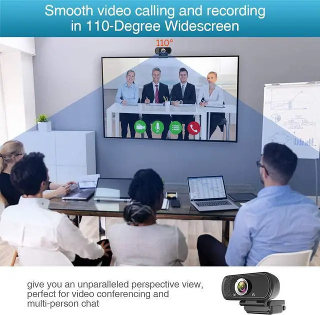 Alt view image 2 of 7 - HZQDLN Webcam for PC, HD 1080P Webcam with Microphone, 110° Wide Angle USB Plug & Play - Noise Canceling for Video Calls, Streaming, Gaming - Built-in Privacy Shutter & Tripod