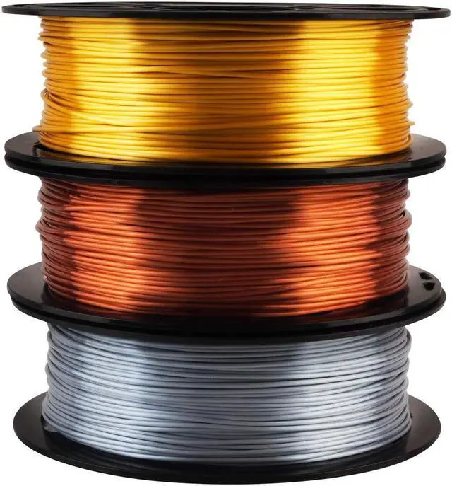 Alt view image 2 of 2 - Shiny Silk Gold Silver Copper PLA Filament Bundle, 1.75mm 3D Printer Filament, Each Spool 0.5kg, 3 Spools Pack, with One 3D Printer Remove or Stick Tool