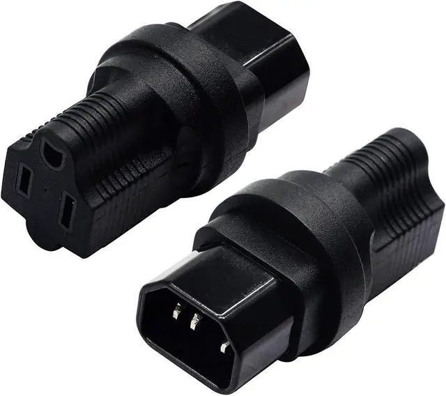 Main image of 3 Prong USA C14 to NEMA 5-15R Plug Power Adapter for Standard Computer Power Adapter 15A/125V (IG-320) (NEMA 5-15R to IEC 60320-C14)(2 Pack)