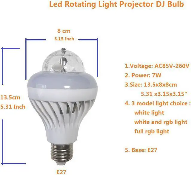 Alt view image 2 of 3 - QLEE 2X Led Rotating Disco Bulb Motorized Spinning Disco DJ Light 3 Model Changing Color Projection Bulb Multi Crystal Stage Light For Birthday Party Club Bar Rotating Auto Night Light