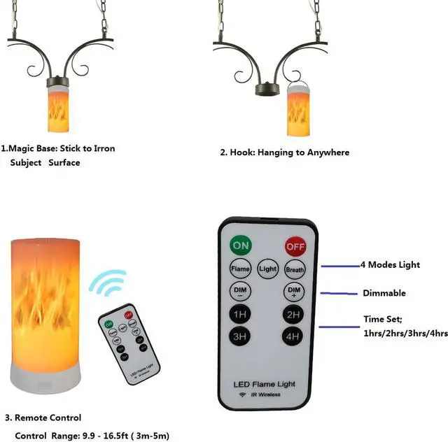 Alt view image 5 of 5 - Led Flame Effect Lantern Light Usb Rechargeable Flameless Candle 4 Modes Remoted Flickering Flame Effect Mood Light Flameless For Holdiday Halloween Christmas Party Bar Decor Birthday Gift