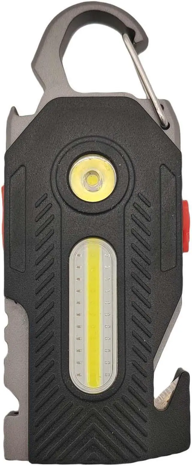 Alt view image 2 of 7 - QLEE Multifunctional flashlight 7 in 1 COB Keychain Bright Work Light Rechargeable Portable LED light with Bottle Opener Seat belt cutter Survival whistle screwdriver for Camping Walking Hiking