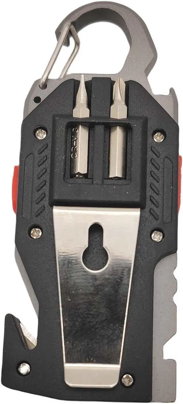 Alt view image 7 of 7 - QLEE Multifunctional flashlight 7 in 1 COB Keychain Bright Work Light Rechargeable Portable LED light with Bottle Opener Seat belt cutter Survival whistle screwdriver for Camping Walking Hiking