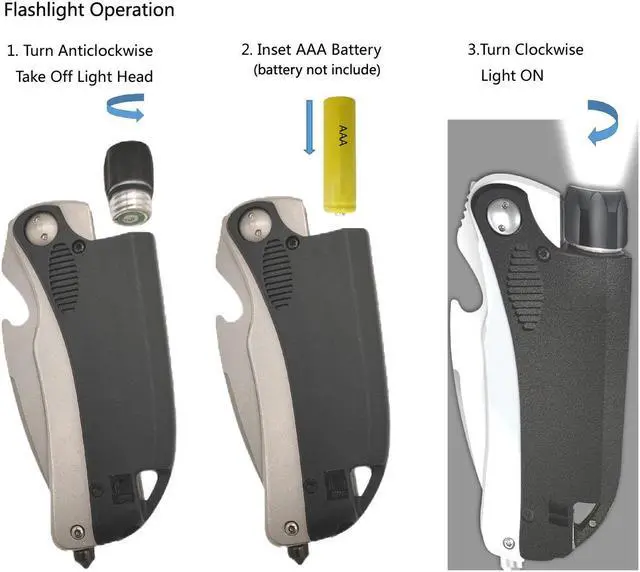 Alt view image 3 of 7 - QLEE Led Mini Flashlight 6-In-1 Utility Folding Pocket Knife With Bottle Opener,Glass Breaker First Attack,Buckle,Whistling,Multi-Function Emergency Tool For Hiking Survival Camping Hunting