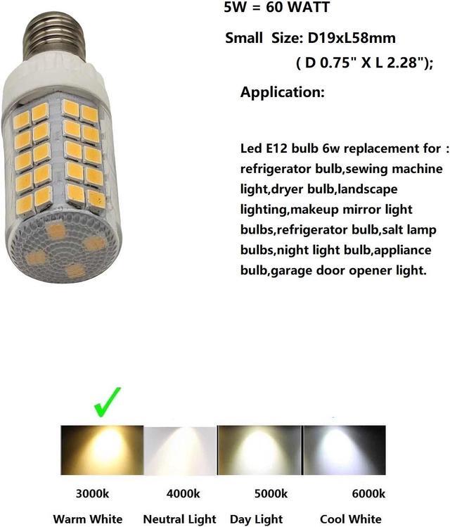 Alt view image 3 of 7 - QLEE Led E12 Candelabra Bulb 5w 600lm Salt Rock Lamp Appliance Refrigerator Light Replacement 60 Watt C7 Incandescent Bulb T2 Halogen Chandelier Ceiling Fan  Lighting 120v 4 Pack,3000k