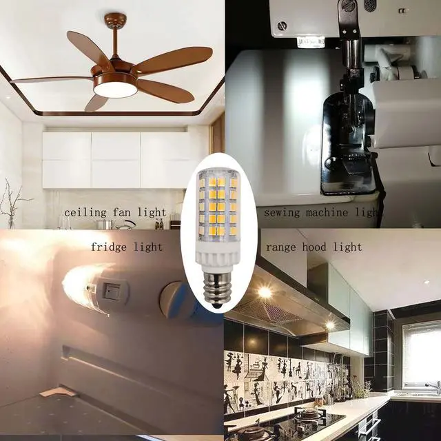 Alt view image 7 of 7 - QLEE E12 LED Bulb 5W C7 Bulb 60 W Equivalent Halogen Daylight T6 Candelabra Bulb 60 Watt For Ceiling Fan Sewing Serger Light Dryer Fridger Microwave Light Chandelier Lighting 4 Pack,5000k