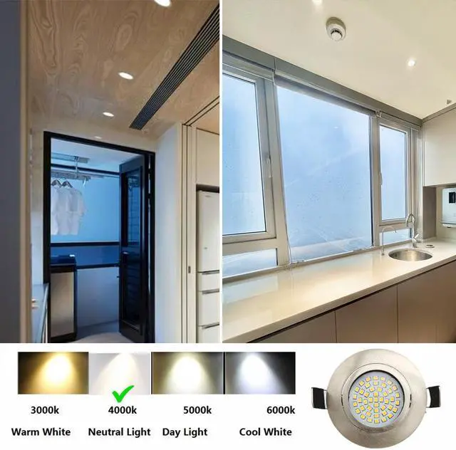 Alt view image 5 of 7 - QLEE Eyeball Dimmable 3 Way LED Light Downlight 3 Inch Gimbal Led Recessed Light 6w 4000k Temperature Rotatable Led Retrofit Downlight Gimbal For Ceiling With Housing Clips 6 Pack