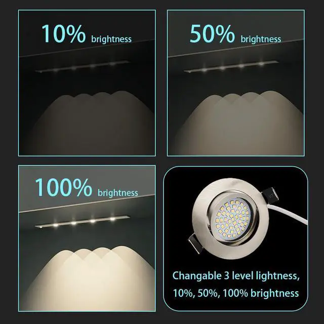 Alt view image 7 of 7 - QLEE Eyeball Dimmable 3 Way LED Light Downlight 3 Inch Gimbal Led Recessed Light 6w 4000k Temperature Rotatable Led Retrofit Downlight Gimbal For Ceiling With Housing Clips 6 Pack