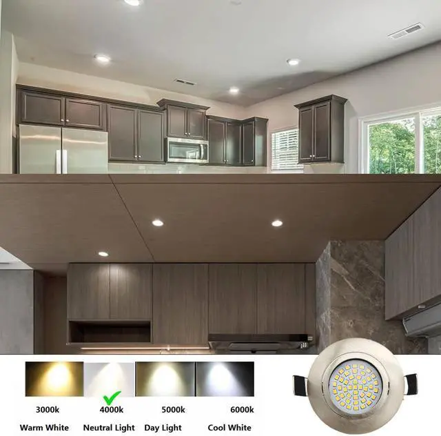 Alt view image 6 of 7 - QLEE Eyeball Dimmable 3 Way LED Light Downlight 3 Inch Gimbal Led Recessed Light 6w 4000k Temperature Rotatable Led Retrofit Downlight Gimbal For Ceiling With Housing Clips 6 Pack