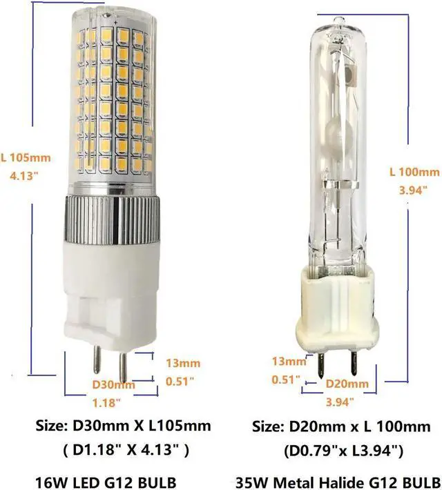 Alt view image 5 of 7 - QLEE G12 Light Bulb Led 16w 3000k Warm White G12 Light Bulb Replacement 35 Watt Metal Halide Lamp 2 Pin Garage Light Factory Led Bulb Warehouse Light 1 PACK