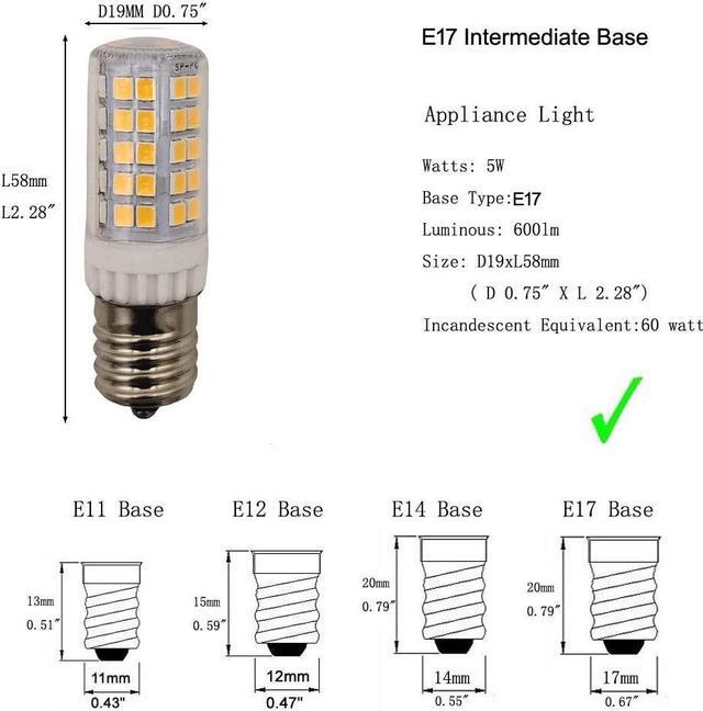 Alt view image 2 of 7 - QLEE E17 Led Bulb Microwave Oven Light Equivalent 60w Incandescent Warm White Appliance Light For 40w - 60w type B Candelabra Bulb Dryer Range Hood Refrigerator Sewing Machine Lighting 4 Pack 3000K