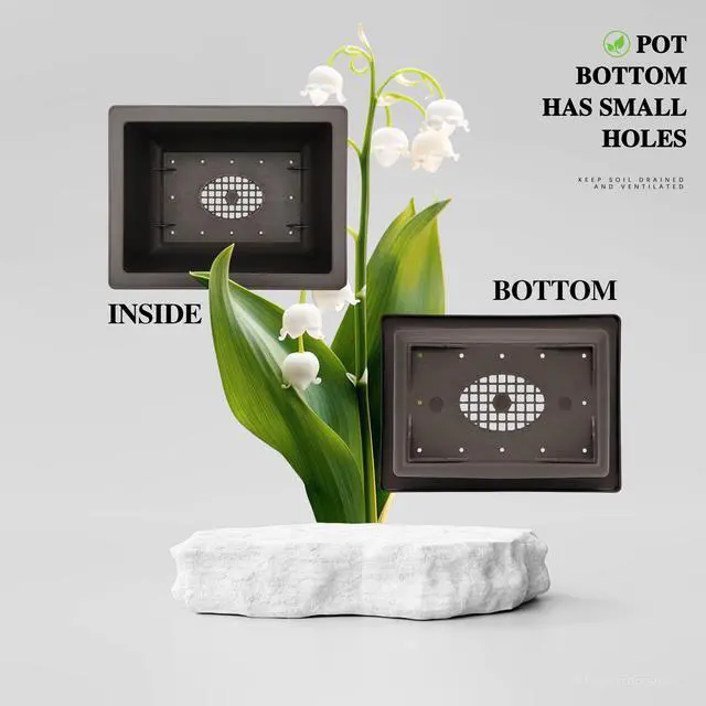 Alt view image 4 of 6 - QLEE Rectangle Archaizing Brown Plant Pot With Drainage Plastic Nursery Pots For Desktop Café Windowsill Living Room Balcony Library Reading Area Hotel Lobby Planters For Indoor Plants 5 Pcs