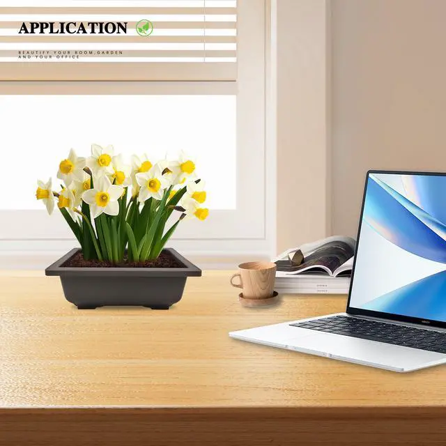 Alt view image 5 of 6 - QLEE Rectangle Archaizing Brown Plant Pot With Drainage Plastic Nursery Pots For Desktop Café Windowsill Living Room Balcony Library Reading Area Hotel Lobby Planters For Indoor Plants 5 Pcs