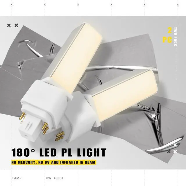 Alt view image 5 of 7 - QLEE 6w Natural Daylight Gx24q 4 Pin LED Light Equal 13 Watt CFL Light Bulbs PL-C Retrofit Compact Fluorescent Lamp G24q-2 Gx24q-3 660 Lm 314° Free Rotation Recessed G24q Green Bulb 2 Pack