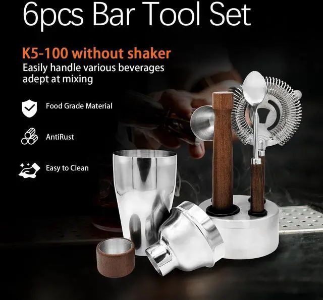 Alt view image 4 of 7 - QLEE 6PCS Bartending Set With 550ml Cocktail Shaker Muddler Double Jigger Bar Spoon Strainer & Matte Stand Stainless Steel Barware Tools For Home & Professional Cocktail Mixing Party Club Pub