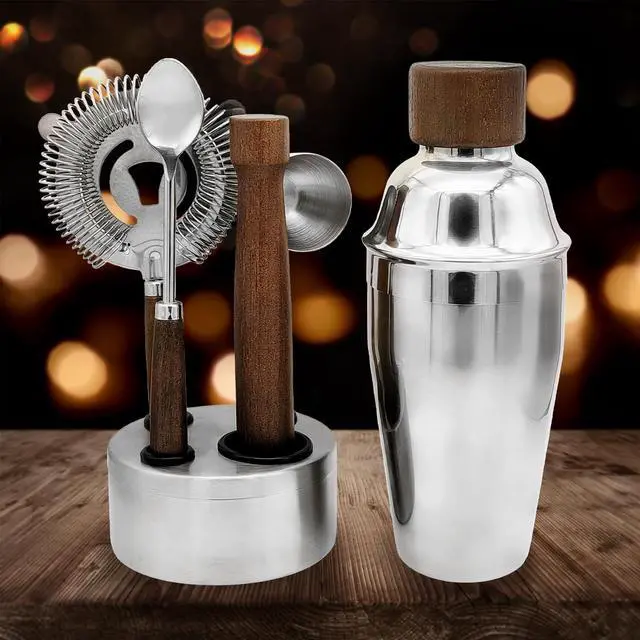 Alt view image 3 of 7 - QLEE 6PCS Bartending Set With 550ml Cocktail Shaker Muddler Double Jigger Bar Spoon Strainer & Matte Stand Stainless Steel Barware Tools For Home & Professional Cocktail Mixing Party Club Pub