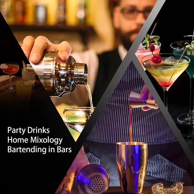 Alt view image 6 of 7 - QLEE 6PCS Bartending Set With 550ml Cocktail Shaker Muddler Double Jigger Bar Spoon Strainer & Matte Stand Stainless Steel Barware Tools For Home & Professional Cocktail Mixing Party Club Pub