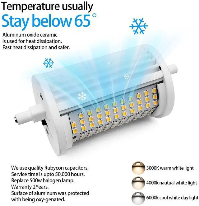 Alt view image 4 of 7 - QLEE 118mm R7s Led Bulb 50w With 3 Color Light (3000k/4000k/6000k) Equivalent 500w Halogen NO Dimmable J Type Linear Double Ended Floodlight Bulbs For Landscape Floor Lamps Home Lighting