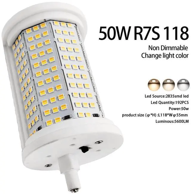 Alt view image 5 of 7 - QLEE 118mm R7s Led Bulb 50w With 3 Color Light (3000k/4000k/6000k) Equivalent 500w Halogen NO Dimmable J Type Linear Double Ended Floodlight Bulbs For Landscape Floor Lamps Home Lighting