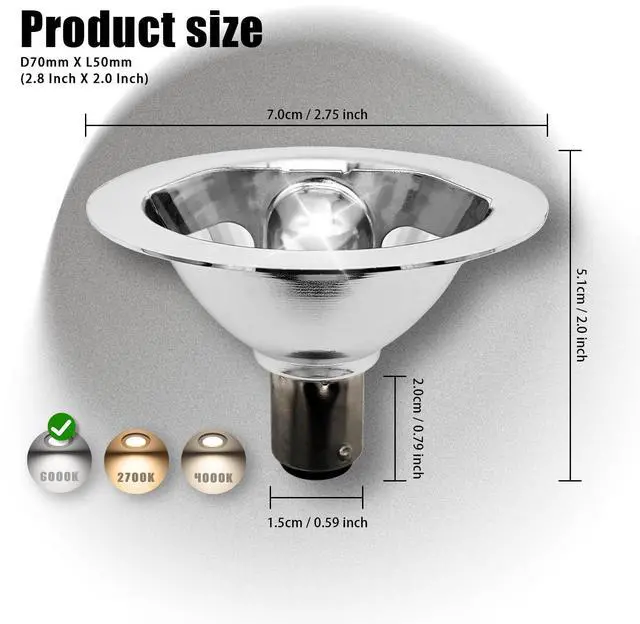 Alt view image 4 of 7 - QLEE AR70 LED Bulb 3W BA15D B15 Bayonet SBC Fitting/Cap 12V AC/DC 6000K Cool White Daylight Non-Dimmable Replacement 30W Halogen Spotlight Reflector Tracking Light 2 Pack